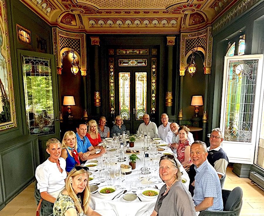The 2024 Bordeaux Grand Cru Tour II enjoying a chateau lunch in Saint Emilion