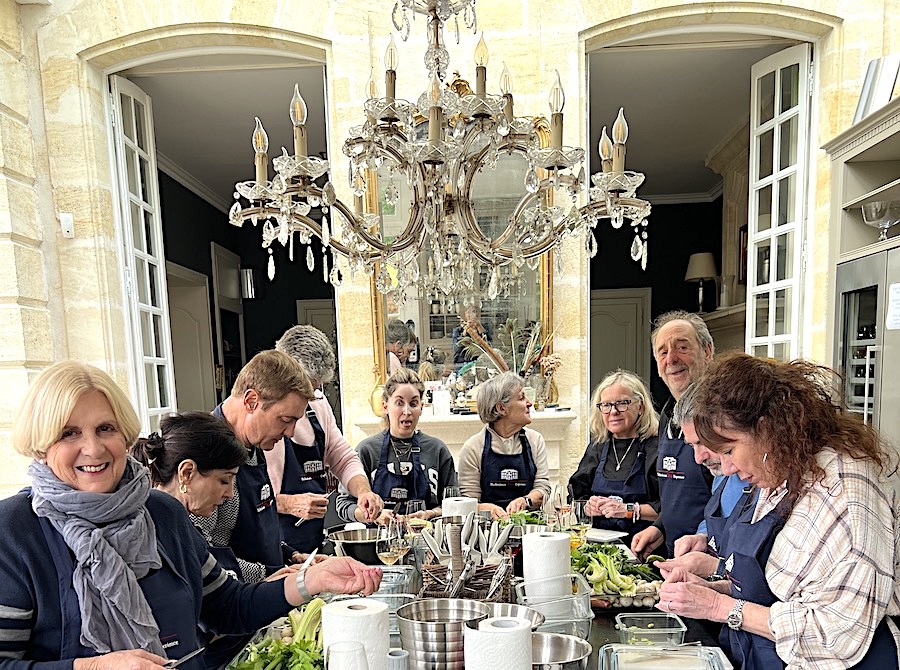 Great fun in the kitchen of Chateau Coulon Laurensac on the 2024 Bordeaux Grand Cru Tour I